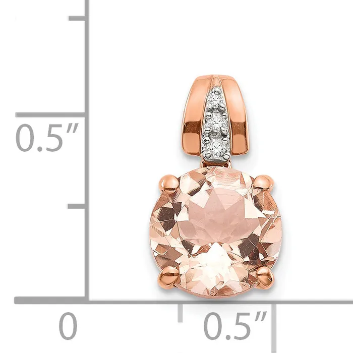 Necklaces Goldiacom 14k Rose Gold Diamond and Morganite Round Pendant