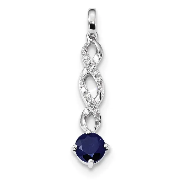 Necklaces Goldiacom 14k White Gold Diamond and Sapphire Twist Pendant