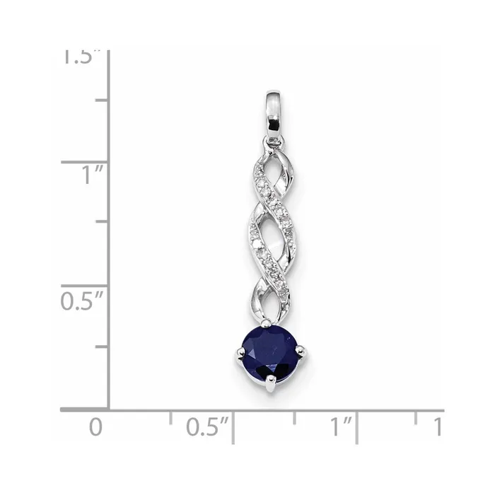 Necklaces Goldiacom 14k White Gold Diamond and Sapphire Twist Pendant