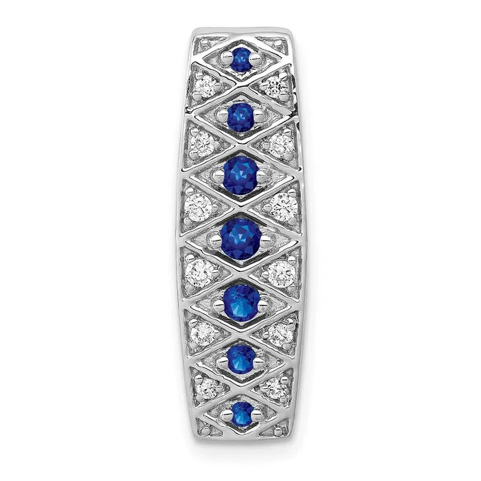 Necklaces Goldia Solid 14k White Gold 15ct Simulated CZ and 31 Sapphire Fancy Chain Slide Necklaces Goldia Solid 14k White Gold 15ct Simulated CZ and 31 Sapphire Fancy Chain Slide