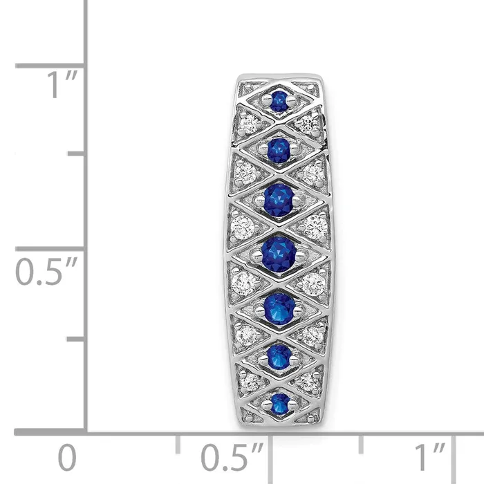Necklaces Goldia Solid 14k White Gold 15ct Simulated CZ and 31 Sapphire Fancy Chain Slide
