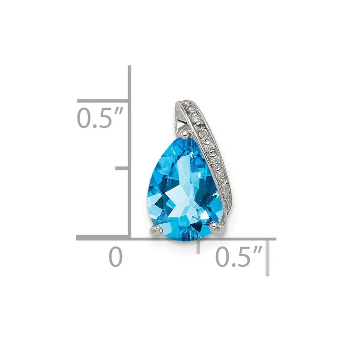 Necklaces Goldia Sterling Silver Rhodium Pear Swiss Blue Topaz Pendant