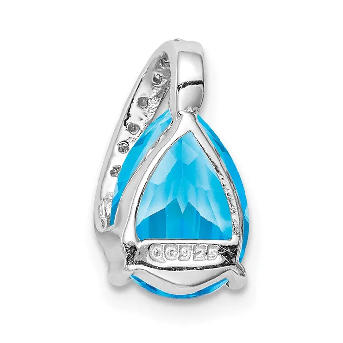 Necklaces Goldia Sterling Silver Rhodium Pear Swiss Blue Topaz Pendant