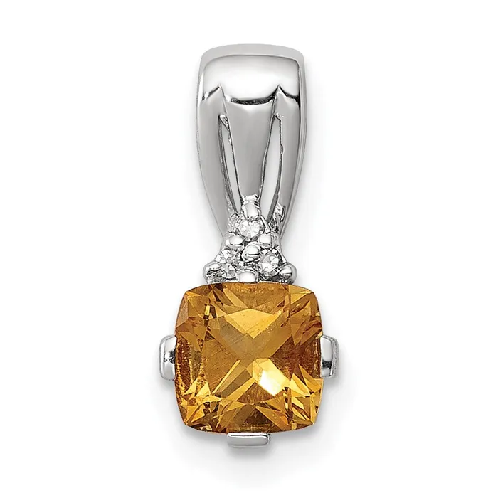 Necklaces Goldia Sterling Silver Rhodium Plated Diamond u0026 Citrine Square Pendant Necklaces Goldia Sterling Silver Rhodium Plated Diamond u0026 Citrine Square Pendant