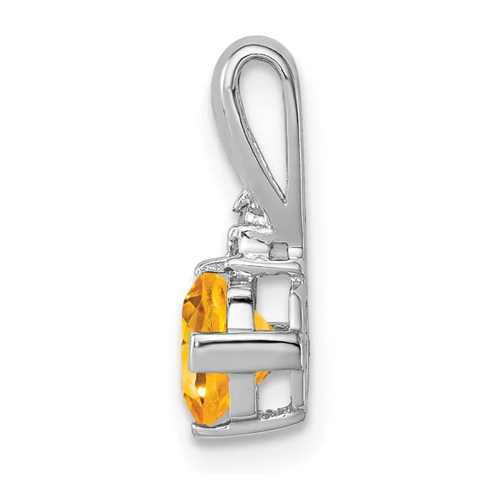 Necklaces Goldia Sterling Silver Rhodium Plated Diamond u0026 Citrine Square Pendant