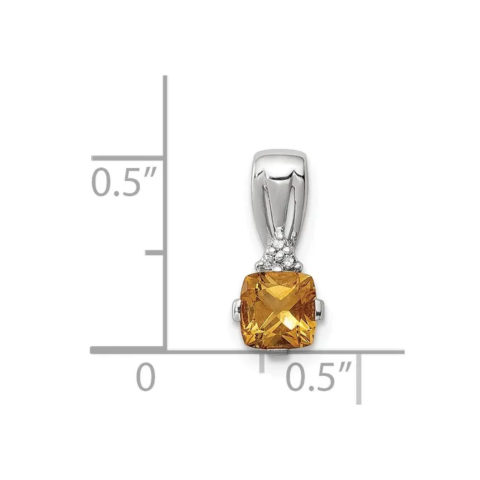 Necklaces Goldia Sterling Silver Rhodium Plated Diamond u0026 Citrine Square Pendant