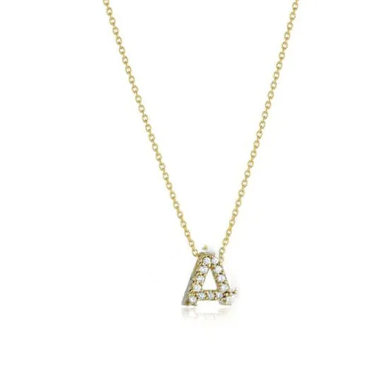 Necklaces Original Roberto Coin 18K Yellow Gold Tiny Treasures Letter A Initial Necklace JMS always Necklaces Original Roberto Coin 18K Yellow Gold Tiny Treasures Letter A Initial Necklace JMS always