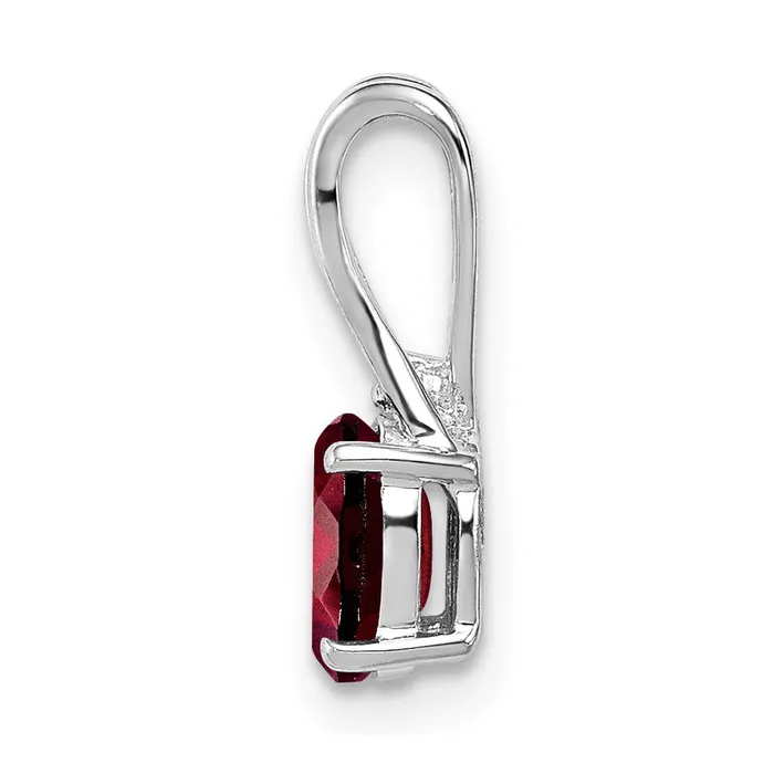 Necklaces Sterling Silver Rhodium Plated Diamond Garnet Oval Pendant Goldia