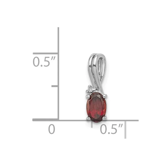 Necklaces Sterling Silver Rhodium Plated Diamond Garnet Oval Pendant Goldia