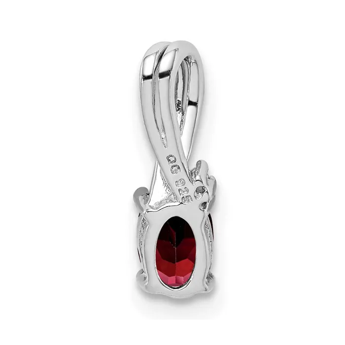 Necklaces Sterling Silver Rhodium Plated Diamond Garnet Oval Pendant Goldia