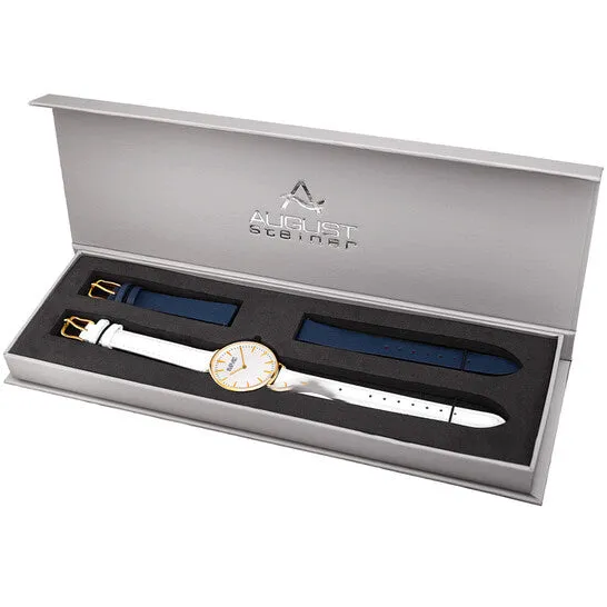 Original August Steiner Quartz White Dial Ladies Watch AS8206YGBX JMS always Watches