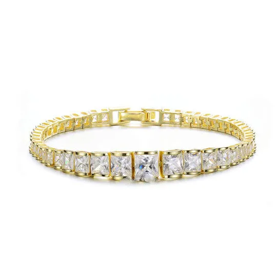 Original Megan Walford 925 Sterling Silver Gold Plated Cubic Zirconia Graduating Bracelet JMS always Bracelets