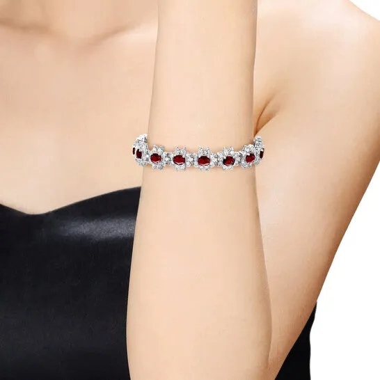 Original Megan Walford 925 Sterling Silver Ruby Cubic Zirconia Bracelet JMS always Bracelets