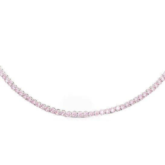 Original Swarovski Pink Rhodium Plated Round Cut Matrix Tennis Necklace JMS always Necklaces Original Swarovski Pink Rhodium Plated Round Cut Matrix Tennis Necklace JMS always Necklaces