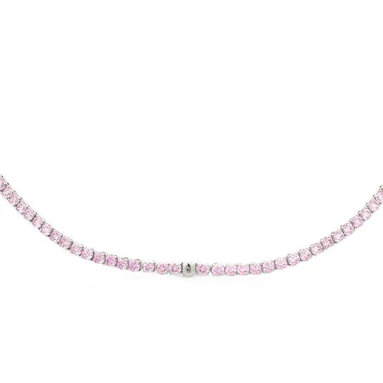 Original Swarovski Pink Rhodium Plated Round Cut Matrix Tennis Necklace JMS always Necklaces Original Swarovski Pink Rhodium Plated Round Cut Matrix Tennis Necklace JMS always Necklaces