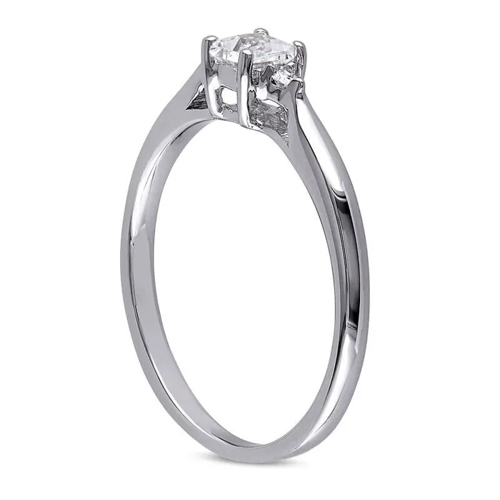 PrincessCut LabCreated White Sapphire and Diamond Accent Promise Ring in Sterling Silver Goldia Rings