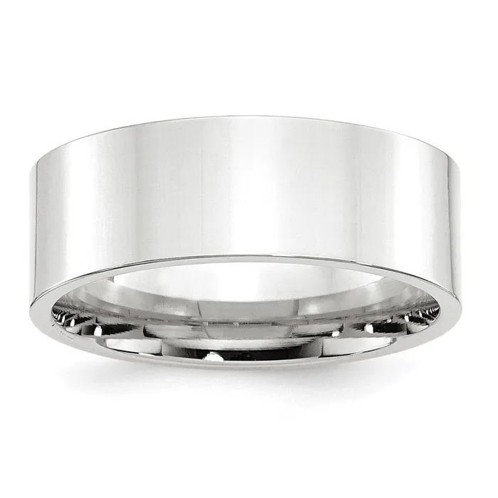 Rings Goldia Solid 18K White Gold 8mm Standard Flat Comfort Fit MensWomens Wedding Band Ring Size 6