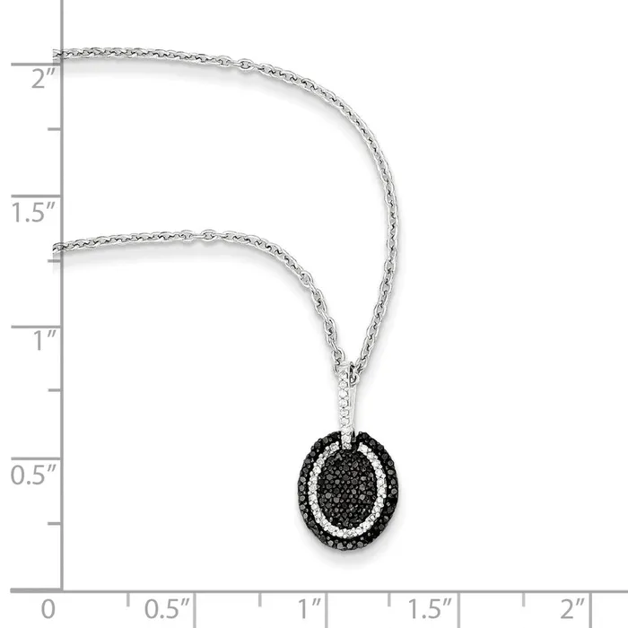 Sterling Silver Black and White Diamond Oval Pendant Goldia Necklaces