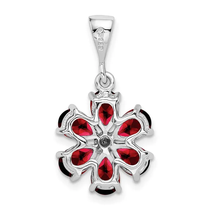 Sterling Silver Rhodium Garnet u0026 Diamond Flower Pendant Goldia Necklaces