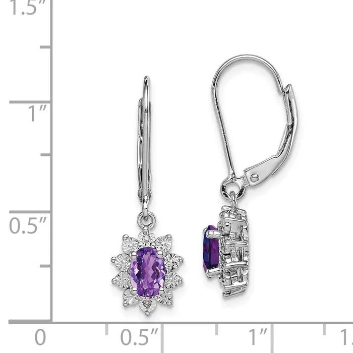 Sterling Silver Rhodiumplated Diamond and Amethyst Earrings Goldia Earrings