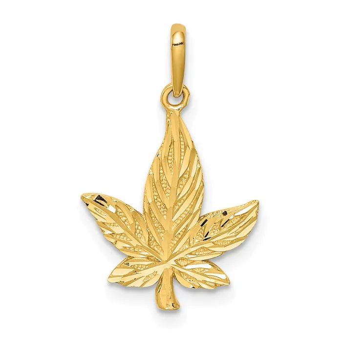 14K DiamondCut Leaf Pendant TreasureFineJewelers Necklaces