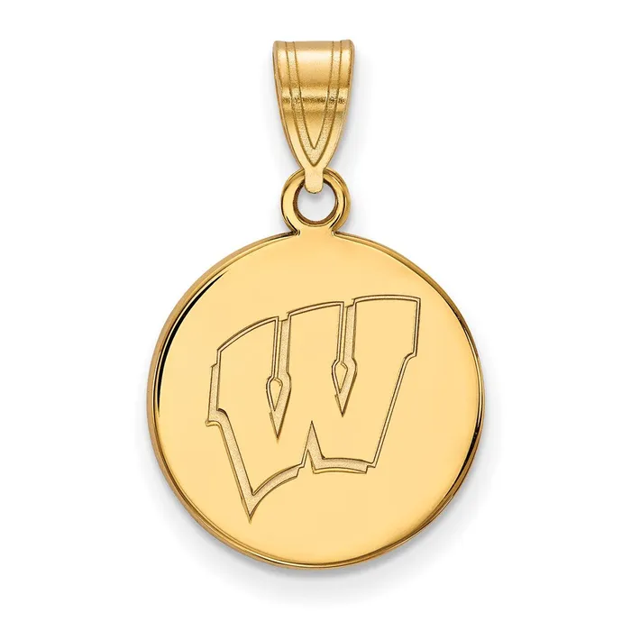 14k Gold University of Wisconsin Letter W Medium Disc Pendant TreasureFineJewelers Necklaces 14k Gold University of Wisconsin Letter W Medium Disc Pendant TreasureFineJewelers Necklaces