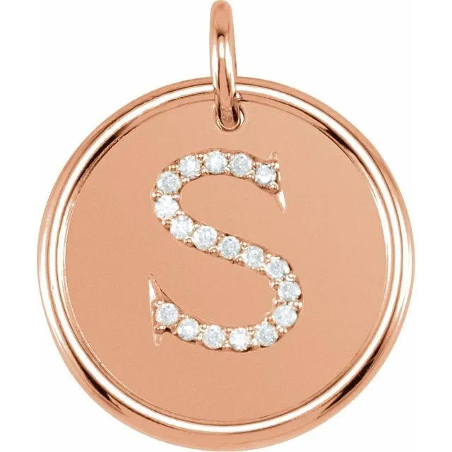 14K Rose Gold 110 CTW Natural Diamond Initial S Pendant TreasureFineJewelers Necklaces 14K Rose Gold 110 CTW Natural Diamond Initial S Pendant TreasureFineJewelers Necklaces