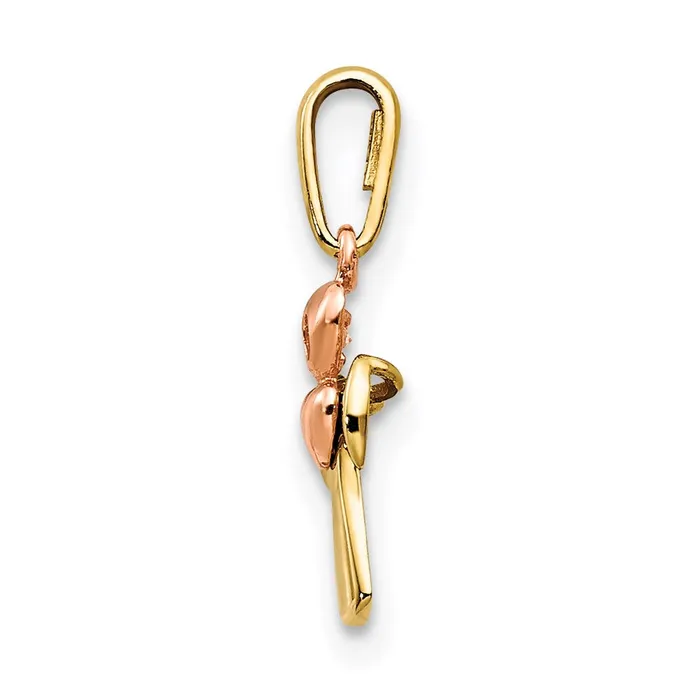 14k Twotone Yellow and Rose Gold CZ Childrens Cross Heart Pendant TreasureFineJewelers Necklaces