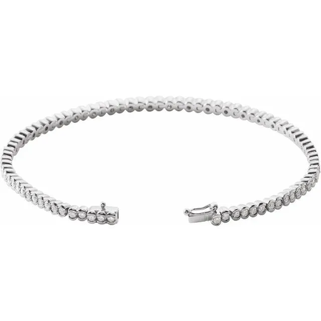 14K White 2 CTW Diamond Line 7 Bracelet TreasureFineJewelers Bracelets