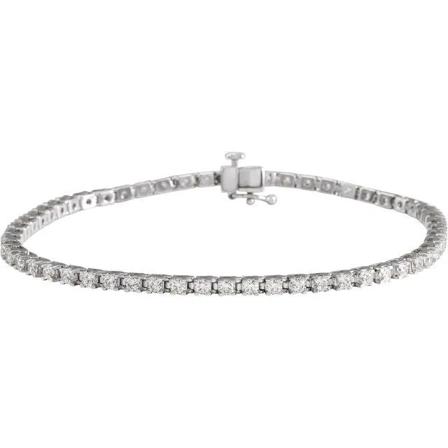14K White Gold 3 CTW LabGrown Diamond Line 7 14 Bracelet TreasureFineJewelers Bracelets
