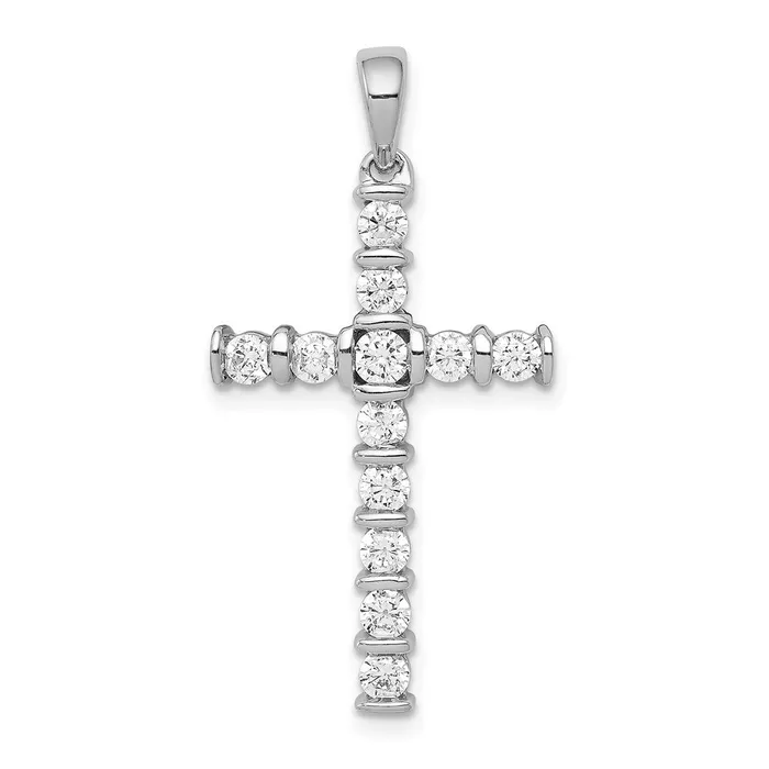 14k White Gold AA 34ct Diamond Latin Cross Pendant TreasureFineJewelers Necklaces 14k White Gold AA 34ct Diamond Latin Cross Pendant TreasureFineJewelers Necklaces