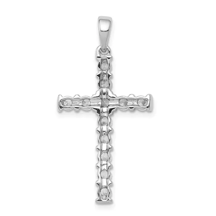 14k White Gold AA 34ct Diamond Latin Cross Pendant TreasureFineJewelers Necklaces