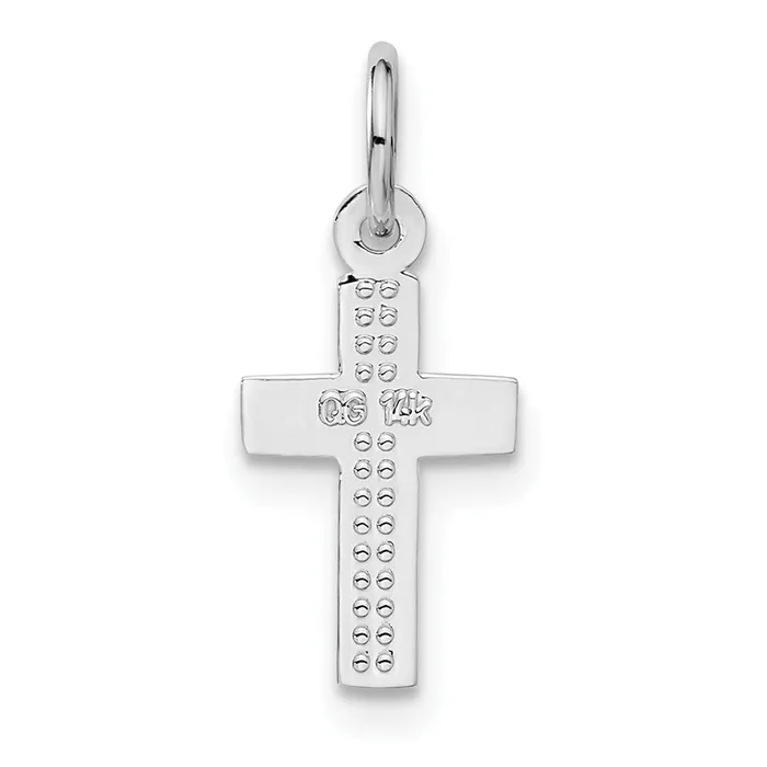 14k White Gold Cross Charm TreasureFineJewelers Charm Necklaces