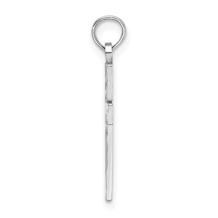 14K White Gold DC Block Cross Charm TreasureFineJewelers Charm Necklaces