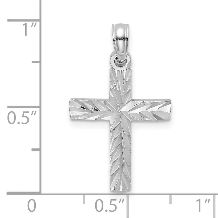 14K White Gold DC Block Cross Charm TreasureFineJewelers Charm Necklaces
