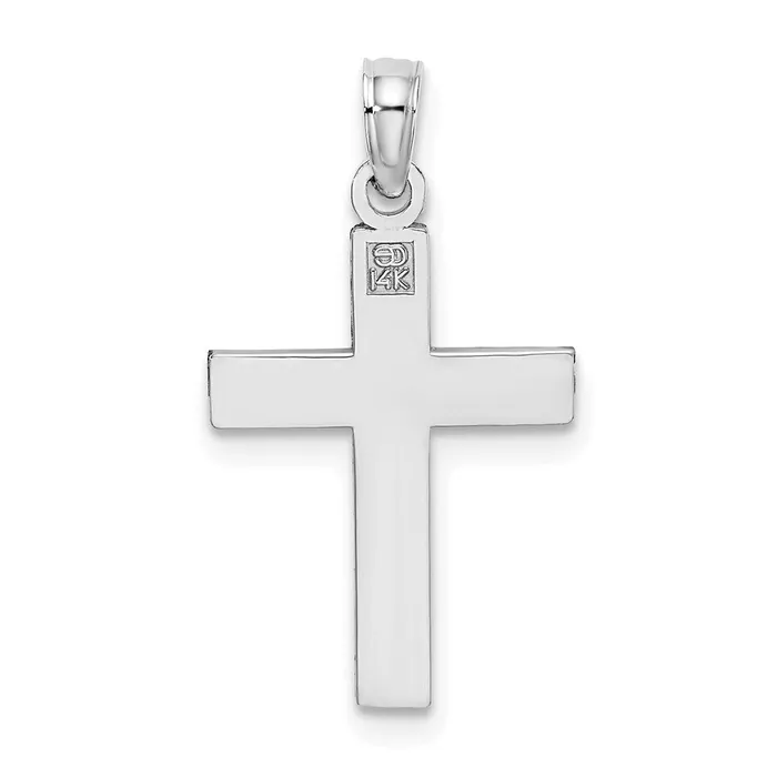 14K White Gold DC Block Cross Charm TreasureFineJewelers Charm Necklaces