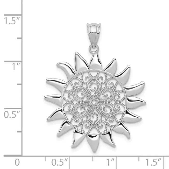 14k White Gold Filigree Sun Pendant TreasureFineJewelers Necklaces