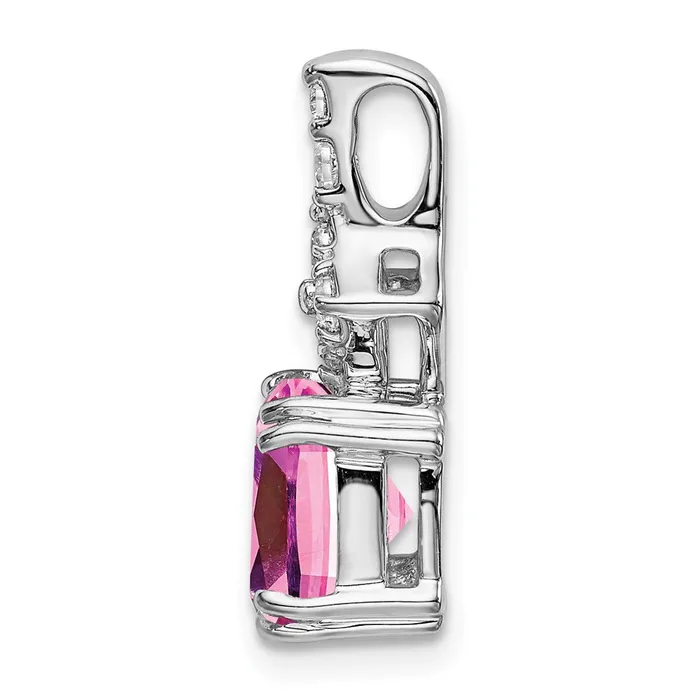 14K White Gold Lab Grown Diamond Created Pink Sapphire Pendant TreasureFineJewelers Necklaces