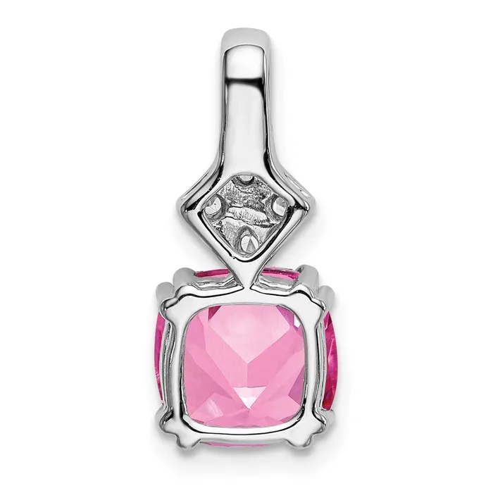 14K White Gold Lab Grown Diamond Created Pink Sapphire Pendant TreasureFineJewelers Necklaces