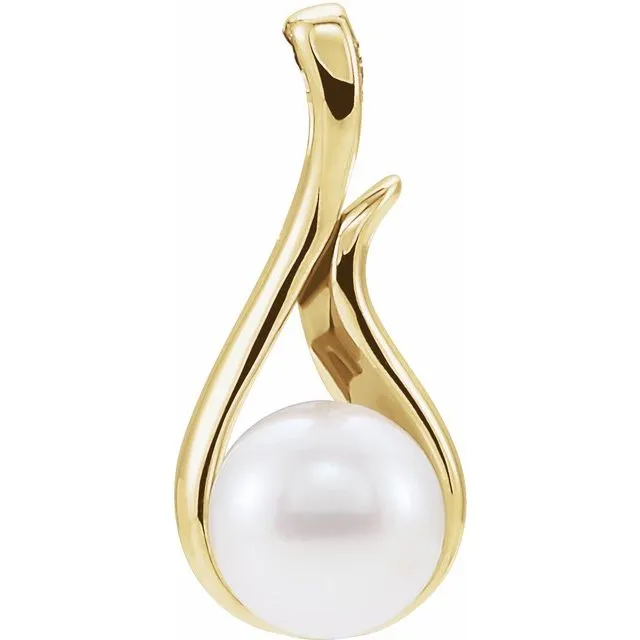14K Yellow Freshwater Cultured Pearl Pendant TreasureFineJewelers Necklaces 14K Yellow Freshwater Cultured Pearl Pendant TreasureFineJewelers Necklaces