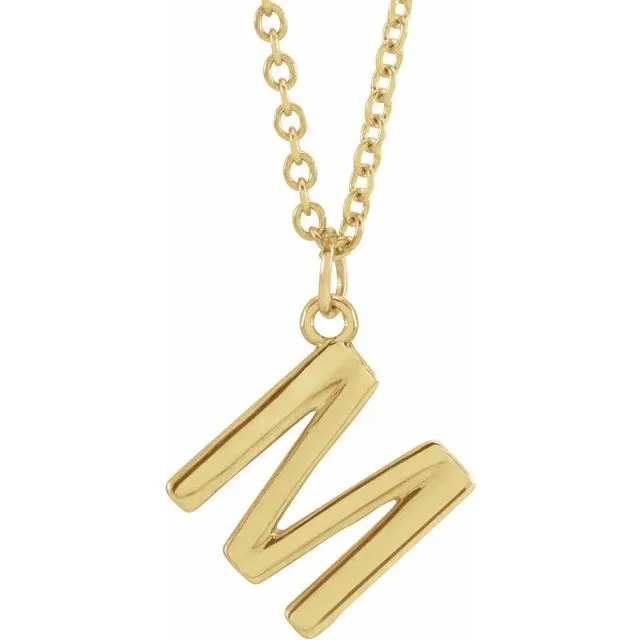 14K Yellow Gold Initial M Dangle 18 Necklace TreasureFineJewelers Necklaces 14K Yellow Gold Initial M Dangle 18 Necklace TreasureFineJewelers Necklaces