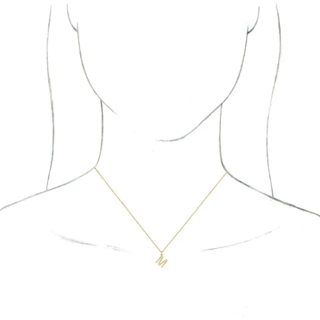14K Yellow Gold Initial M Dangle 18 Necklace TreasureFineJewelers Necklaces