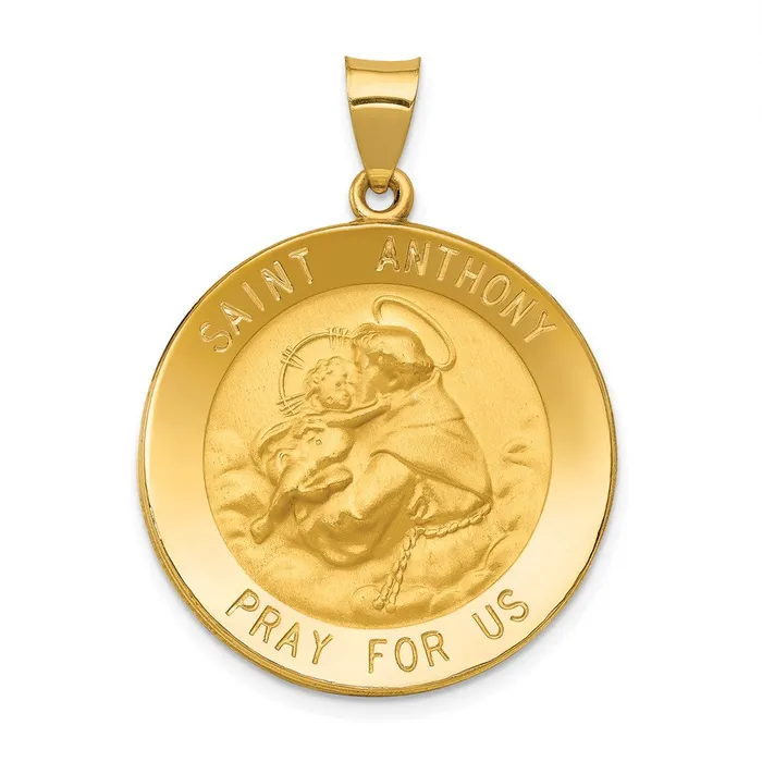 14k Yellow Gold Polished and Satin St Anthony Medal Hollow Pendant TreasureFineJewelers Necklaces 14k Yellow Gold Polished and Satin St Anthony Medal Hollow Pendant TreasureFineJewelers Necklaces
