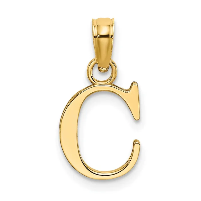 14k Yellow Gold Polished Block Letter C Initial Pendant TreasureFineJewelers Necklaces 14k Yellow Gold Polished Block Letter C Initial Pendant TreasureFineJewelers Necklaces