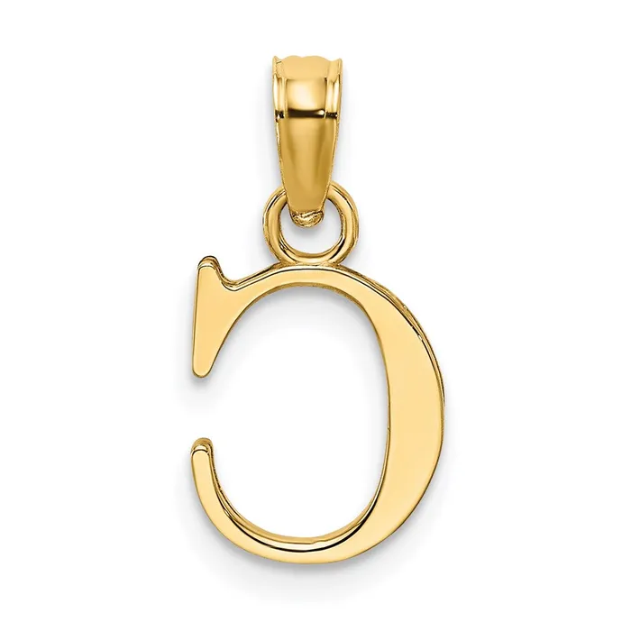 14k Yellow Gold Polished Block Letter C Initial Pendant TreasureFineJewelers Necklaces