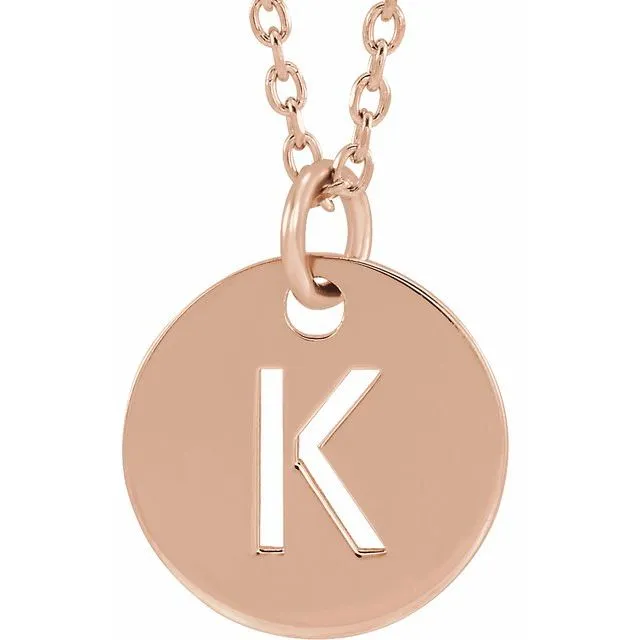 18K Rose GoldPlated Sterling Silver Initial K 10 mm Disc 1618 Necklace TreasureFineJewelers Necklaces 18K Rose GoldPlated Sterling Silver Initial K 10 mm Disc 1618 Necklace TreasureFineJewelers Necklaces