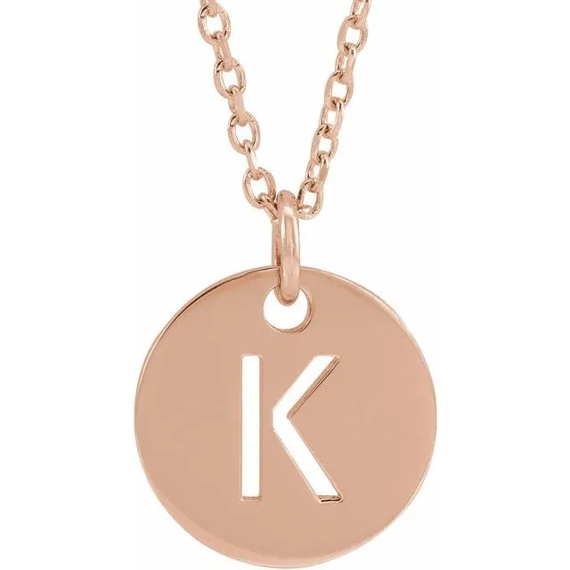 18K Rose GoldPlated Sterling Silver Initial K 10 mm Disc 1618 Necklace TreasureFineJewelers Necklaces
