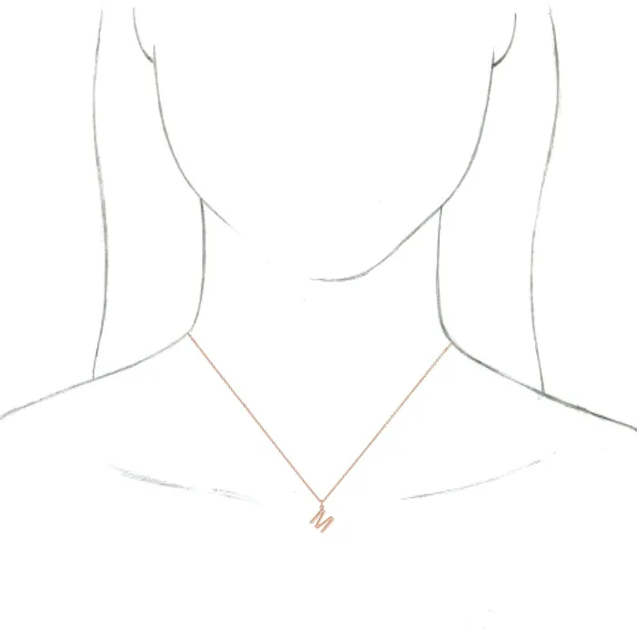18K Rose GoldPlated Sterling Silver Initial M Dangle 18 Necklace TreasureFineJewelers Necklaces