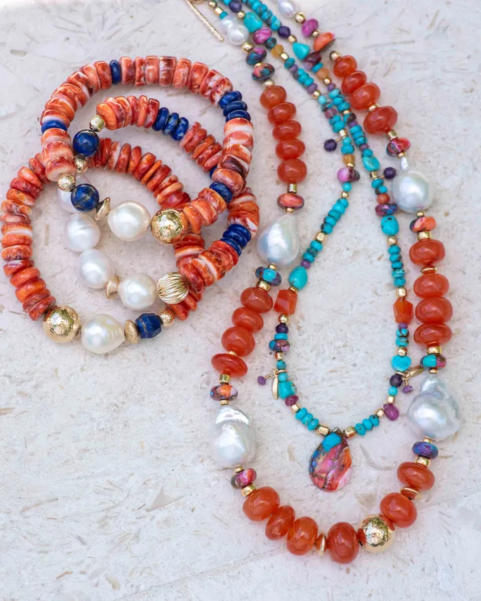 Carnelian Baroque Pearl Statement Necklace Vida Jewelry Designs Necklaces