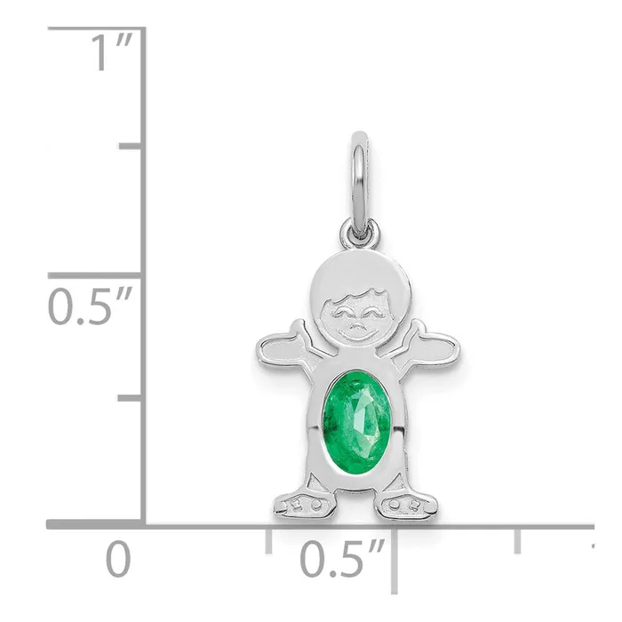 Earrings TreasureFineJewelers 14K White Gold Boy 6x4 Oval Genuine EmeraldMay